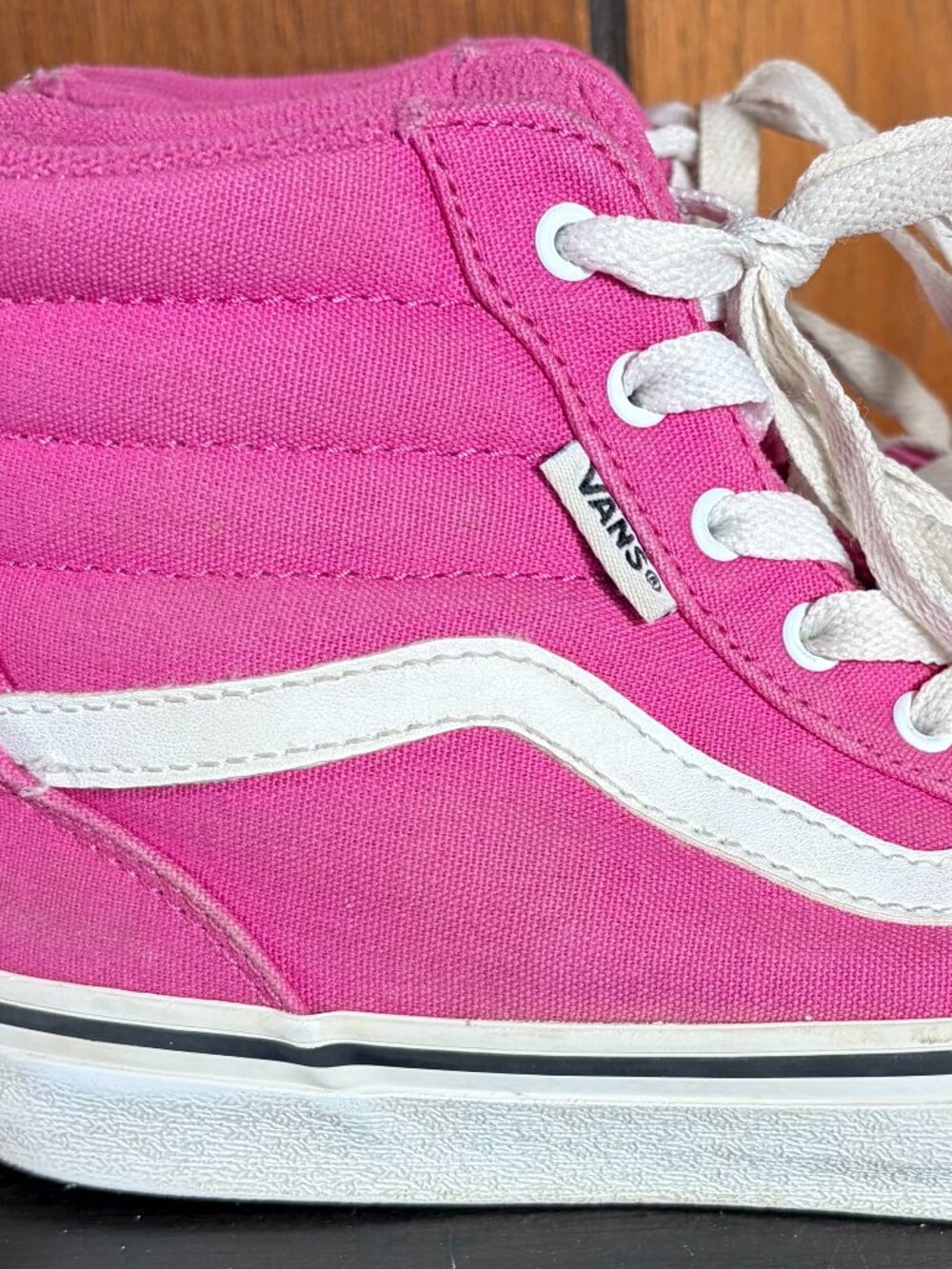 Vans Missy Sz 3 Filmore Hi Canvas Pink Sneakers w/ Zipper Back Fuschia